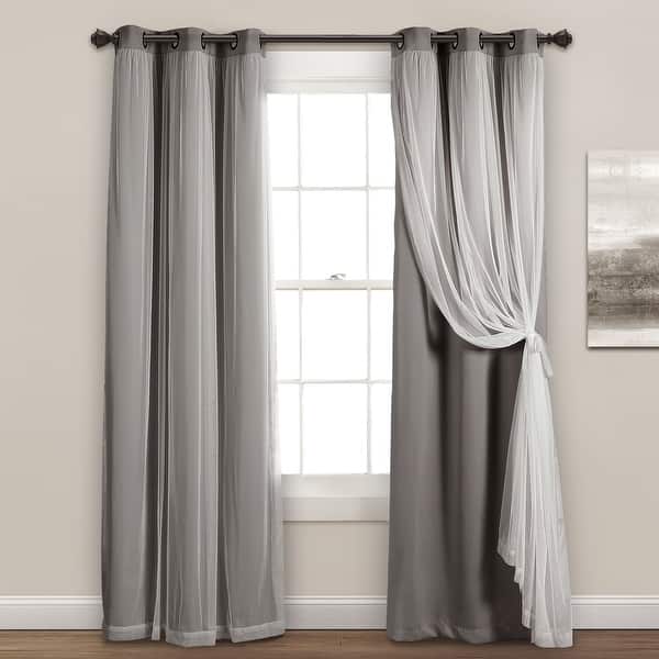 slide 2 of 148, Lush Decor Grommet Sheer Panel Pair with Insulated Blackout Lining