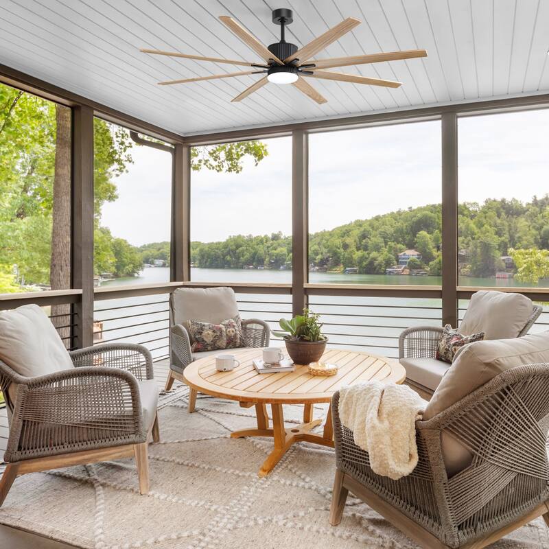 Sofucor 76/84Inch Large Industrial Ceiling Fan,Indoor/Outdoor Smart with Lights and Remote,Work with Alexa/Google