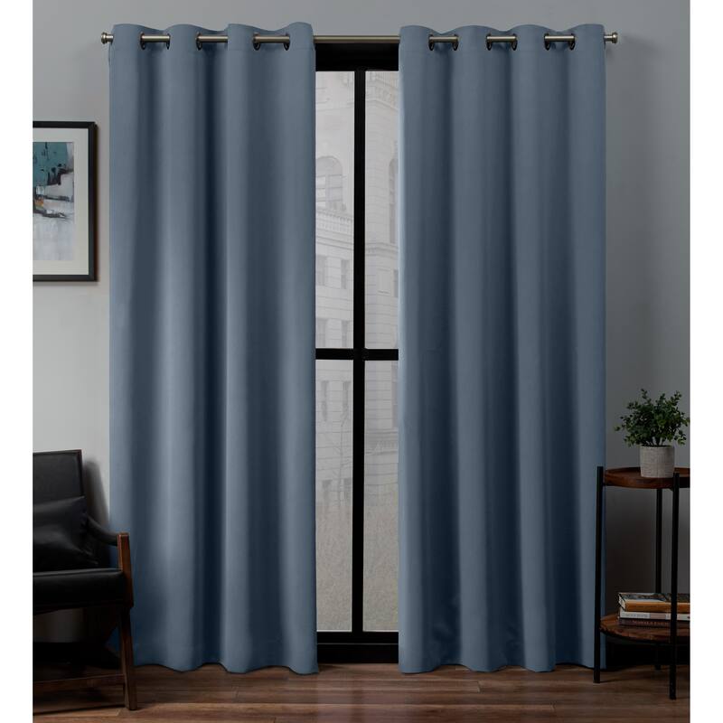 ATI Home Sateen Twill Woven Blackout Grommet Top Curtain Panel Pair - 52x84 - Blue
