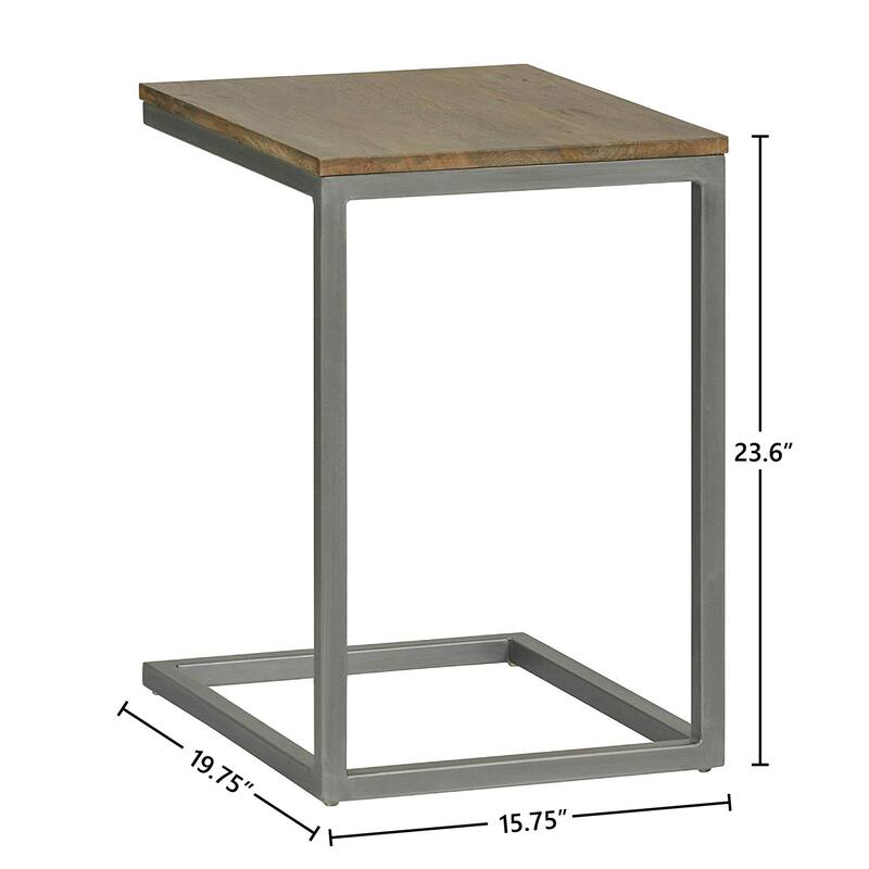 Aiken Modern Accent "C" Table with Mango Top & Steel Frame