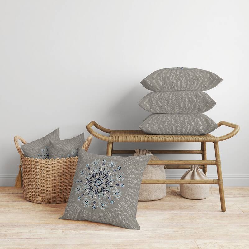 Wisteria Whirl Faux Suede Reversible Throw Pillow Gray and Blue