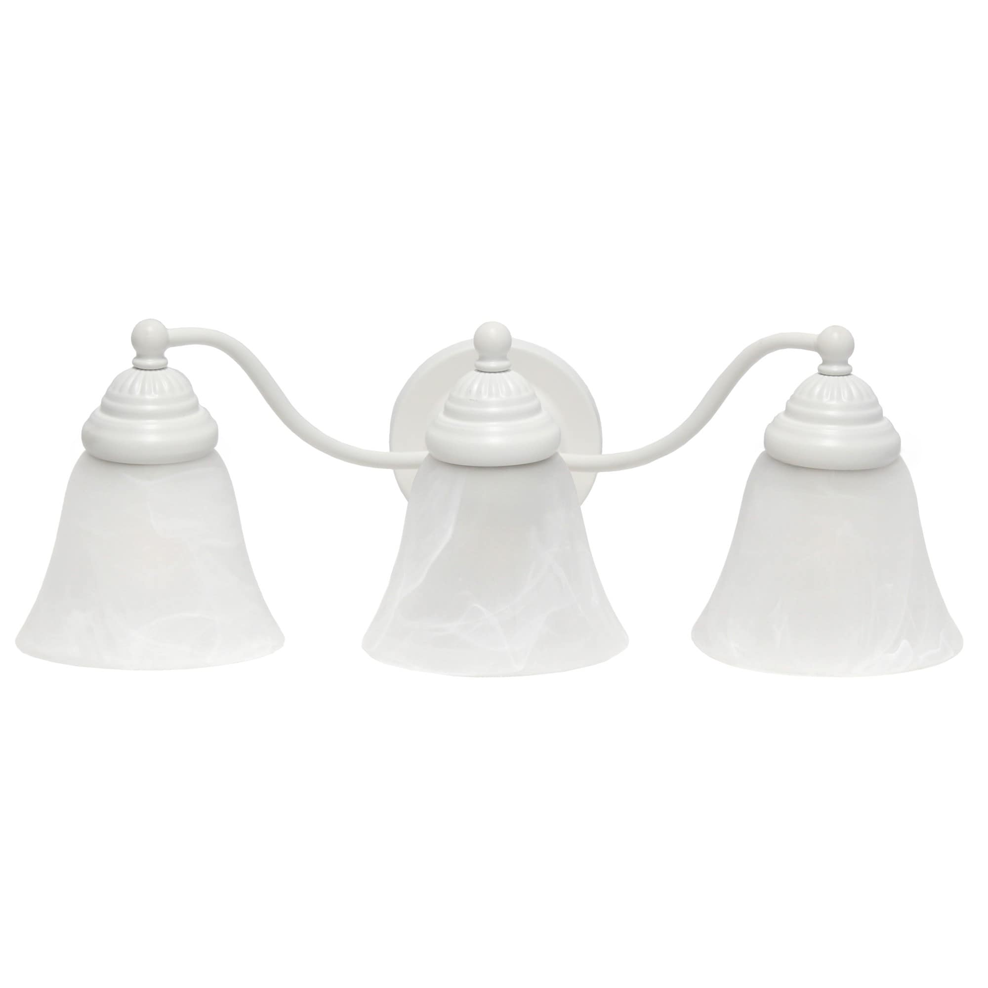 Wall Mounted Three Light Vanity Fixture with Alabaster Glass Bell Shade - 19.25