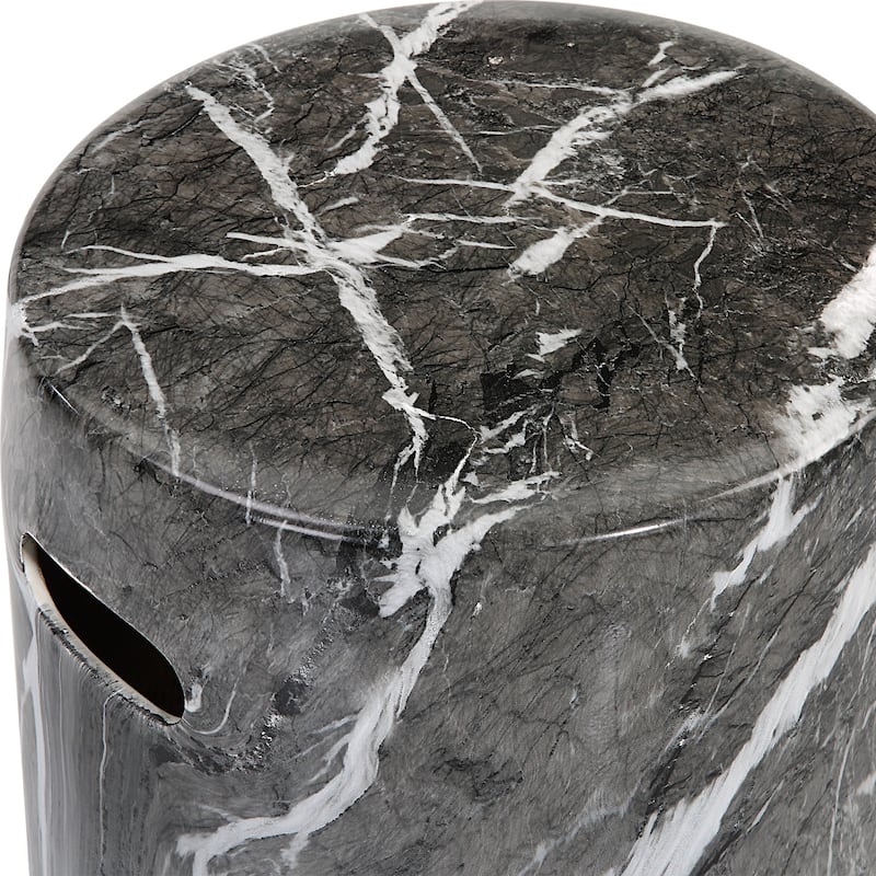 Marvel Ceramic Outdoor Garden Stool - 17" - Black and White