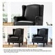 preview thumbnail 30 of 80, Mid-Century Modern Linen/ Vegan Leather Wing Back Accent Chair