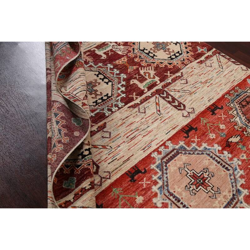 Tribal Geometric Kazak Oriental Home Decor Area Rug Wool Hand-knotted - 6'4" x 9'8"