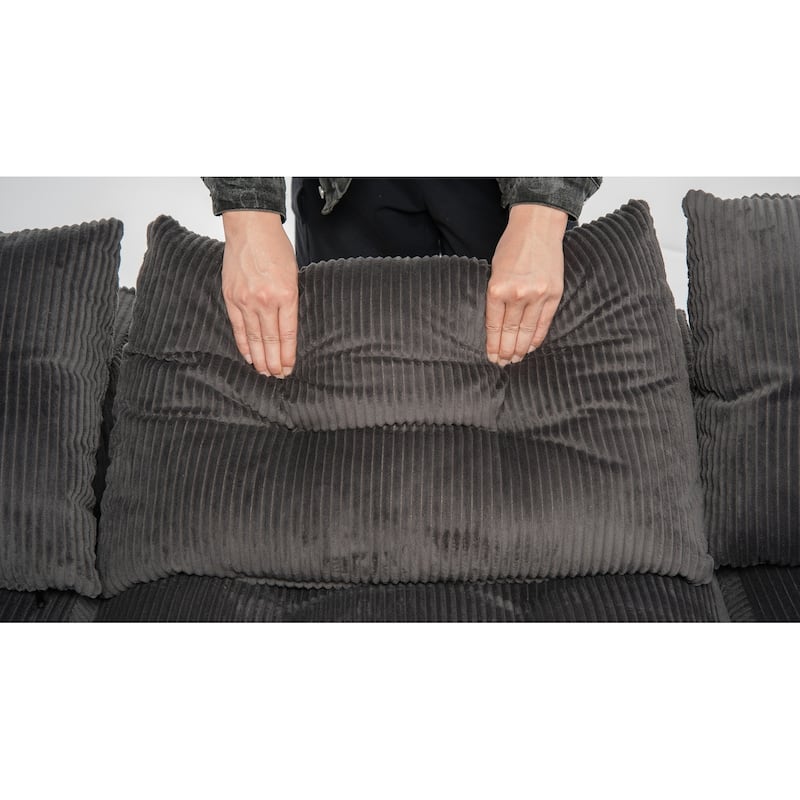 101.18" Corduroy Modular Sectional Sofa with Ottoman, No Assembly Required