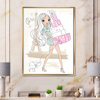 Parisian Fashion Shopping Girl Canvas Prints