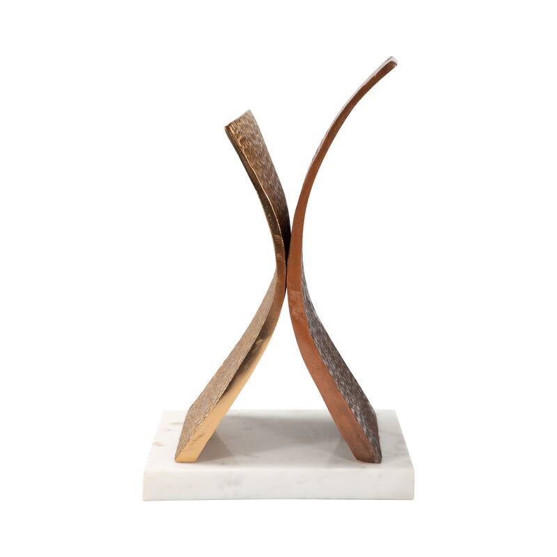Sagebrook Home's Jennings 16" Gold X Statuary - Aluminum Elegance on Marble Base - Modern Home Decor Sculpture - 10" x 7" x 16"