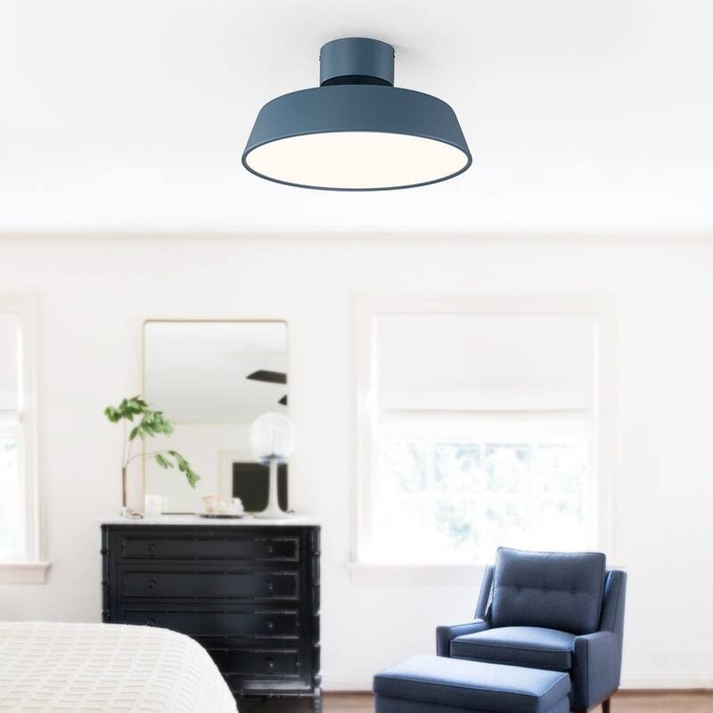 Scandinavian Adjustable Drum LED Semi Flush Ceiling Light - 12in