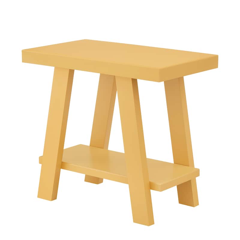 Roundhill Furniture Athens Contemporary Wood Shelf Side Table - Yellow - Wood
