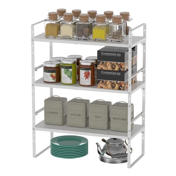 Large Expandable Shelf Organizers, Stackable Kitchen Counter Shelves Spice Rack Bed