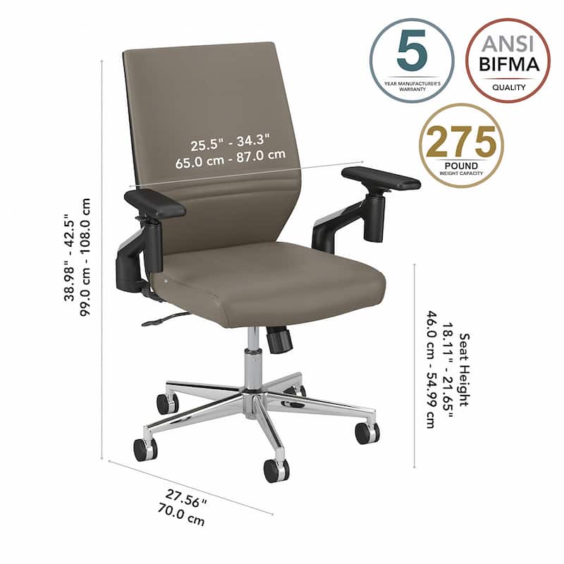 Laguna Mid Back Leather Office Chair by Bush Business Furniture