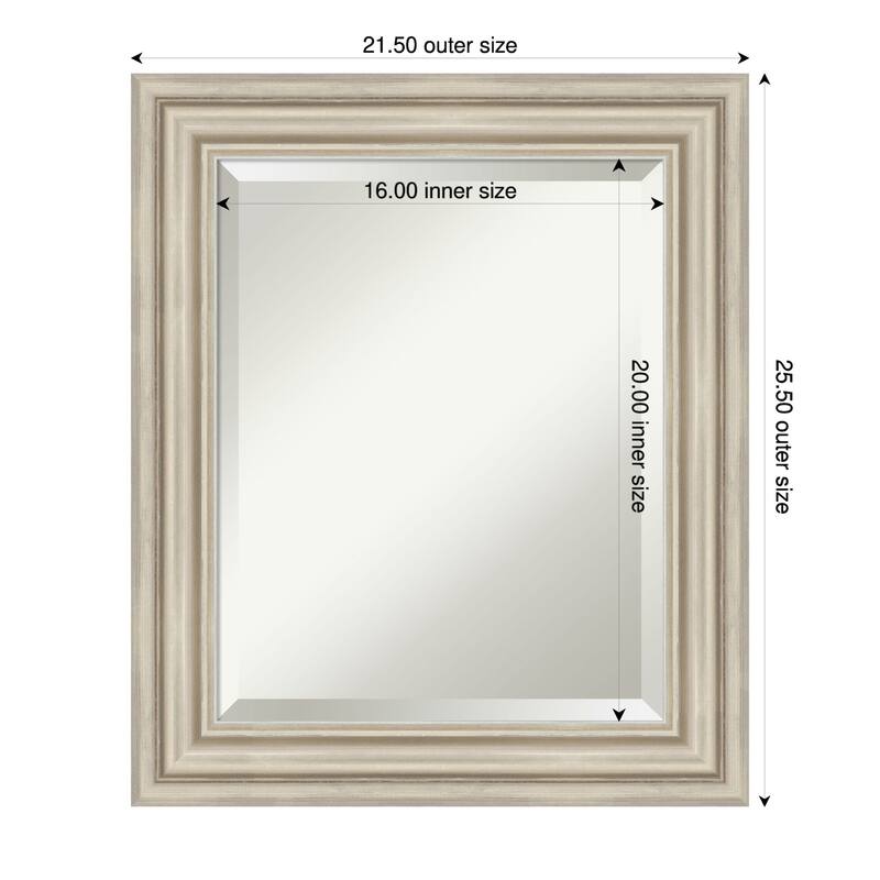 Sierra Beveled Wood Framed Bathroom Vanity Wall Mirror - 22 x 26 in - Sierra Silver