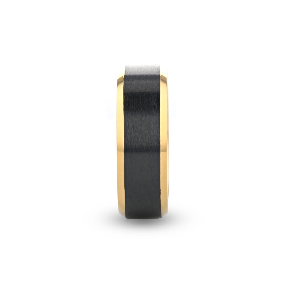 8mm Details about   BEAUMONT Gold Plated Titanium Polished Beveled Ring Brushed Black Center