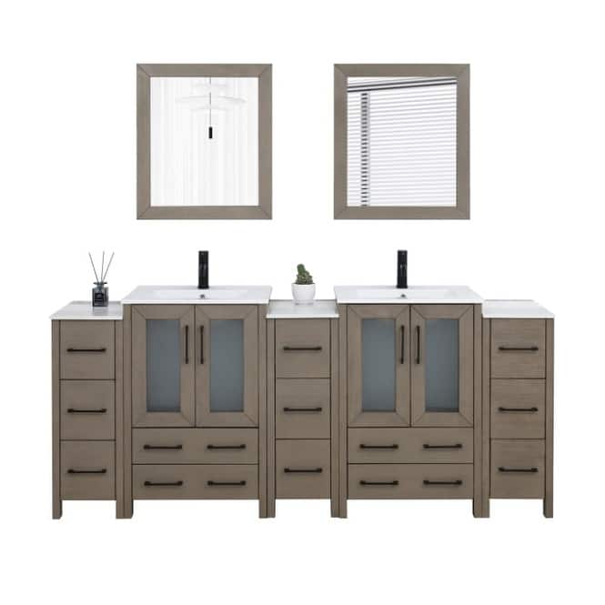 Vanity Art 84-Inch Double Sink Bathroom Vanity Set with Top and Free Mirrors - 84 X 18.1 X 35.8