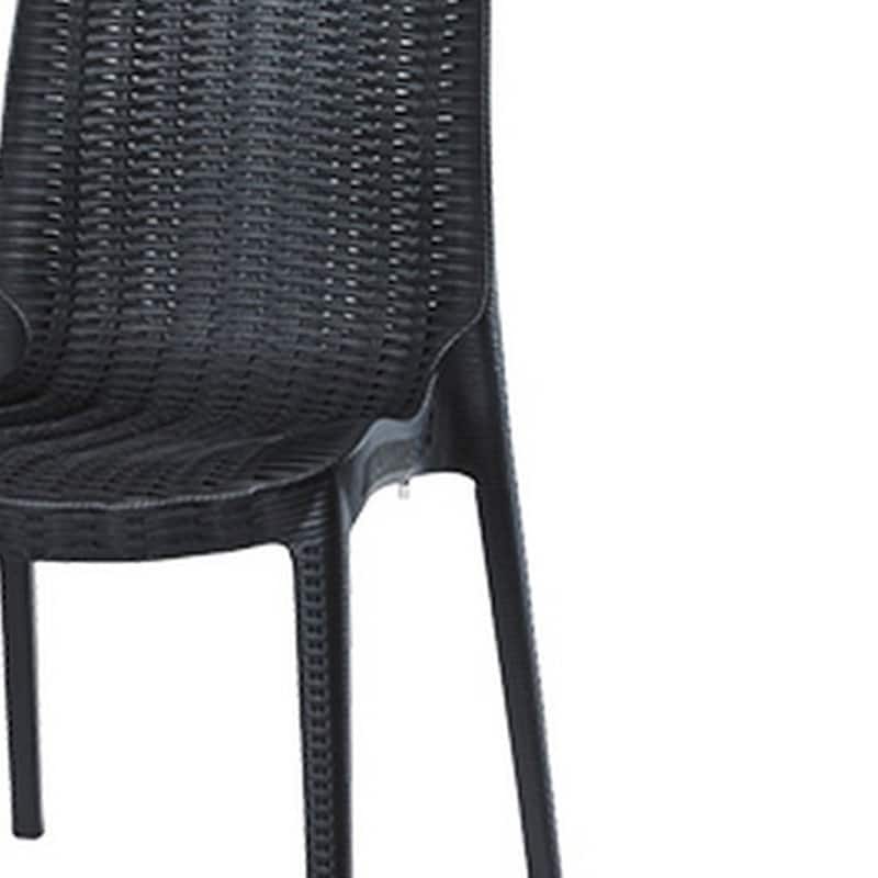 Set of Four Black Heavy Duty Plastic Outdoor Stacking Dining Chairs