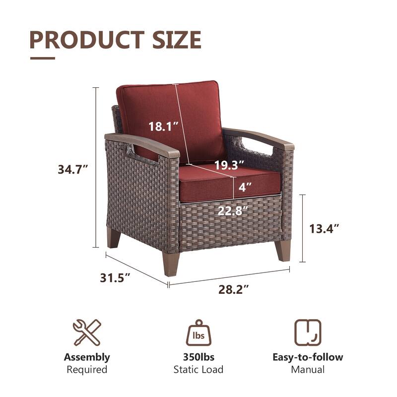 Gymojoy Wicker Patio Chairs Set of Two with Olefin Cushions Water-Resistant