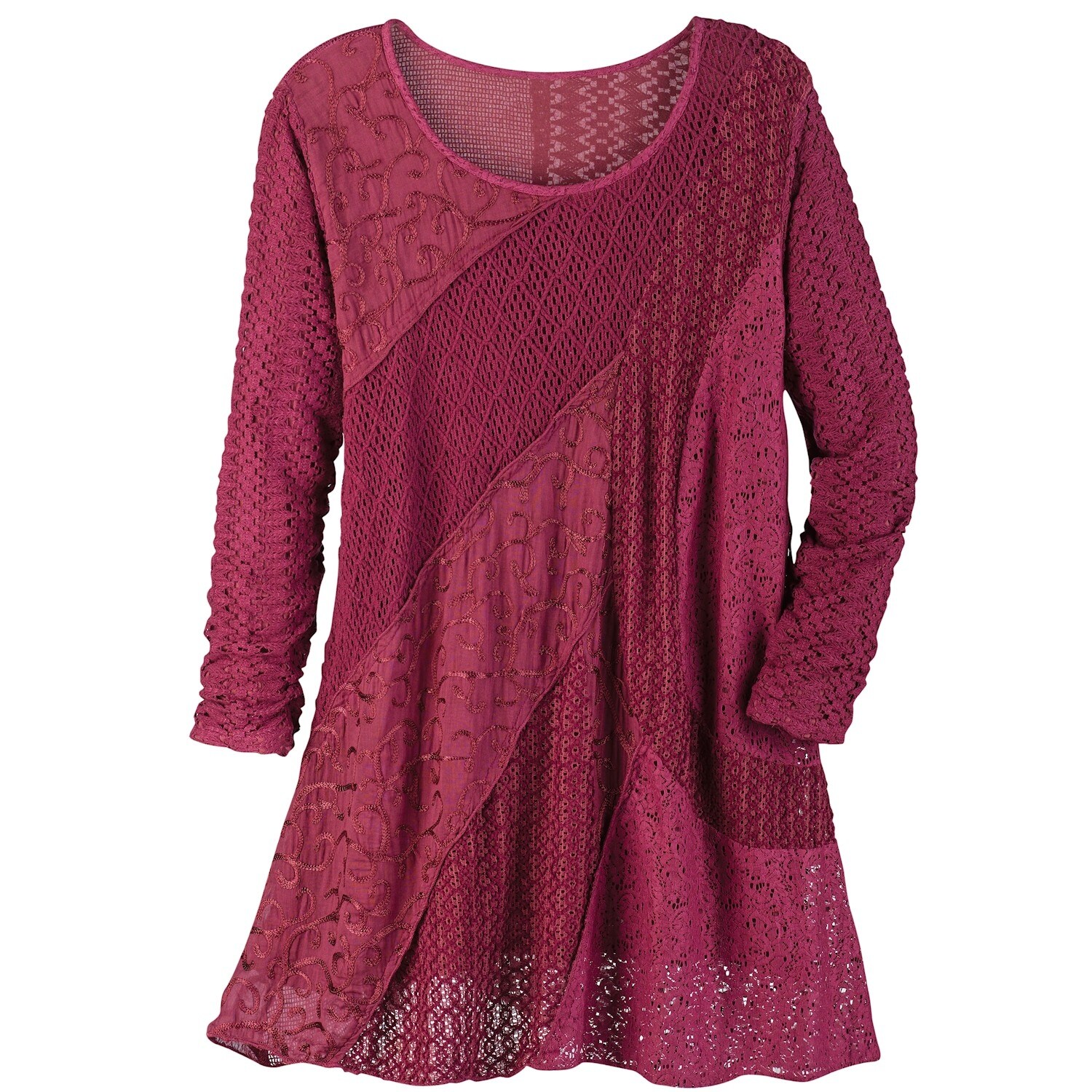 Shop Catalog Classics Women S Merlot Lace Menagerie Tunic Top