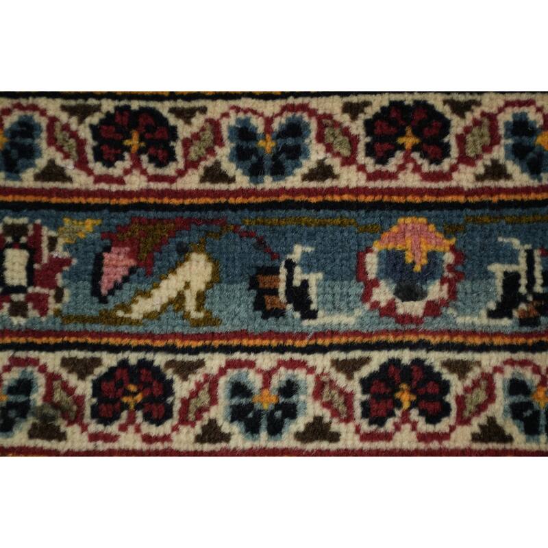 Hand Knotted Oriental 100% Wool Carpet Traditional Floral Red Kashan Area Rug - 13' 3'' X 9' 0''