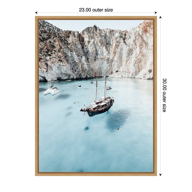 Milos Illusions by Bella Eve Framed Canvas Wall Art Print - Sylvie Natural - 23 x 30 in