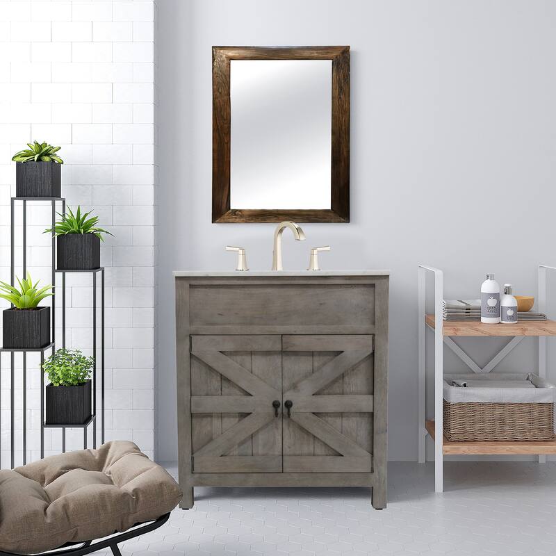 Barn Door Vanity 30 " wide in White Pigment