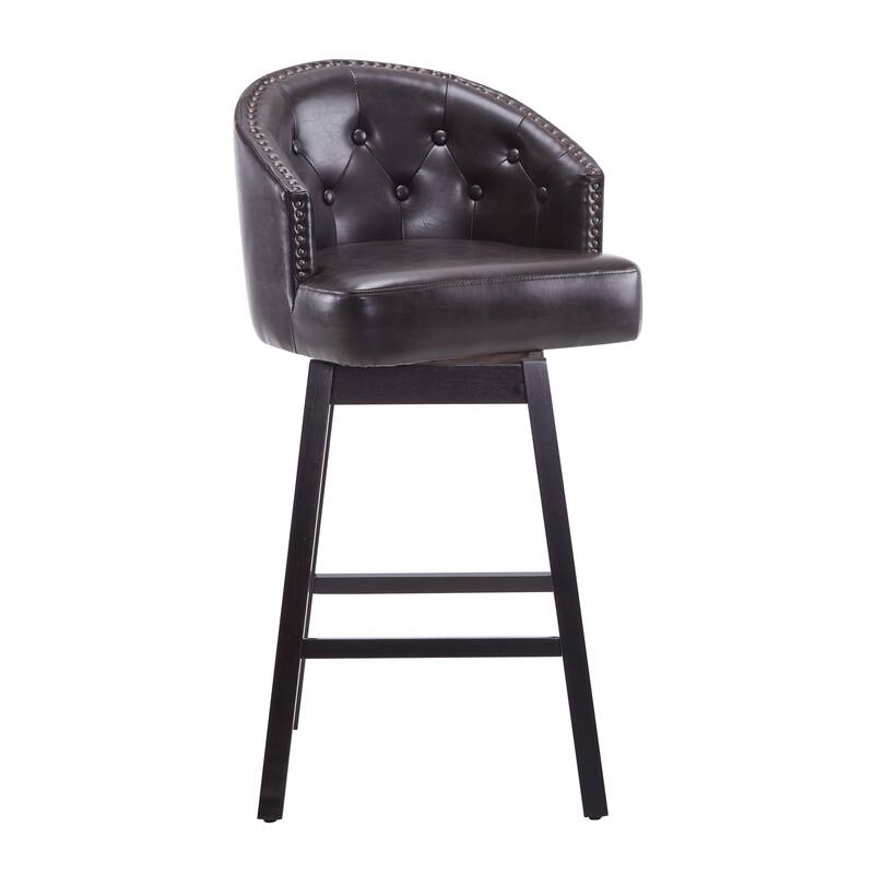 Roomfitters 33.25" Swivel Upholstered Counter Stools, Set of 2 Armless Bar Chairs with Rubberwood Frame and Footrest