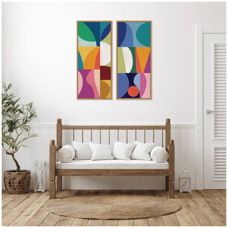 Kate and Laurel Abstract Panels 2 Piece Framed Canvas Wall Art Set by Rachel Lee
