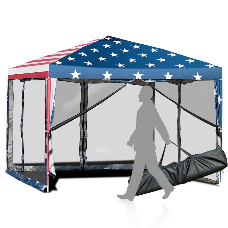 Costway 10'x10' Folding Pop Up Tent Gazebo Canopy Mesh Sidewall - See Details - As pictures show - See Details