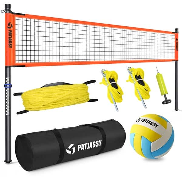 slide 2 of 7, Portable Volleyball Net Set System for Backyard 32' L x 3' H