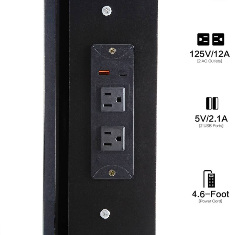 37" Middle Size Left Drawer Desktop Vanity Table + Cushioned Stool Dresser Set, Large Touch Control LED Sliding Mirror