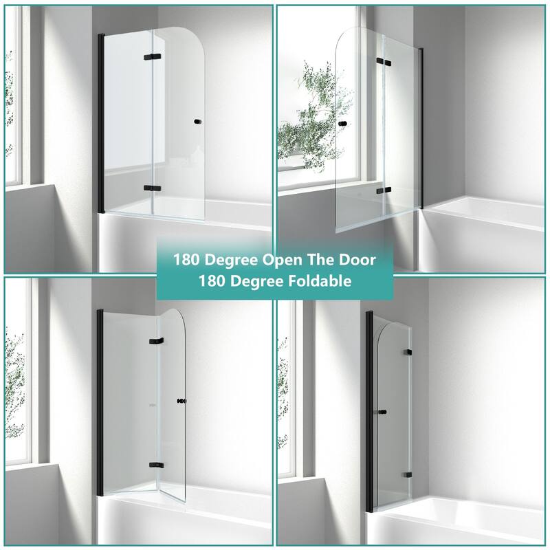 i-Homare 35 in. W x 55 in. H Frameless Tempered Glass Tub Door