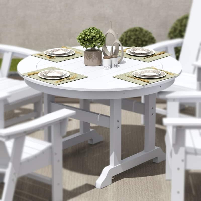 Polytrends Laguna Hdpe All Weather Outdoor Patio 47" Round Dining Table - White