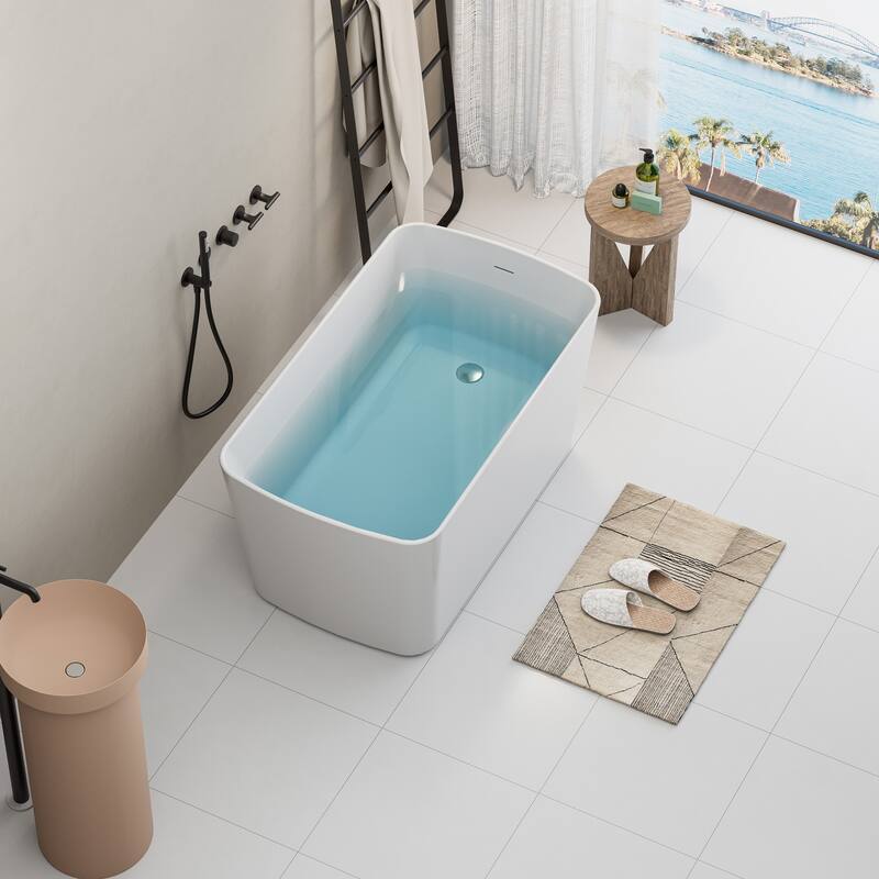 49 in. x 28 in. Acrylic Freestanding Flatbottom Soaking Bathtub