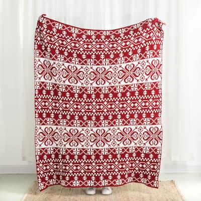 Glitzhome 60"L 50"W Christmas Knitted Throw Blanket