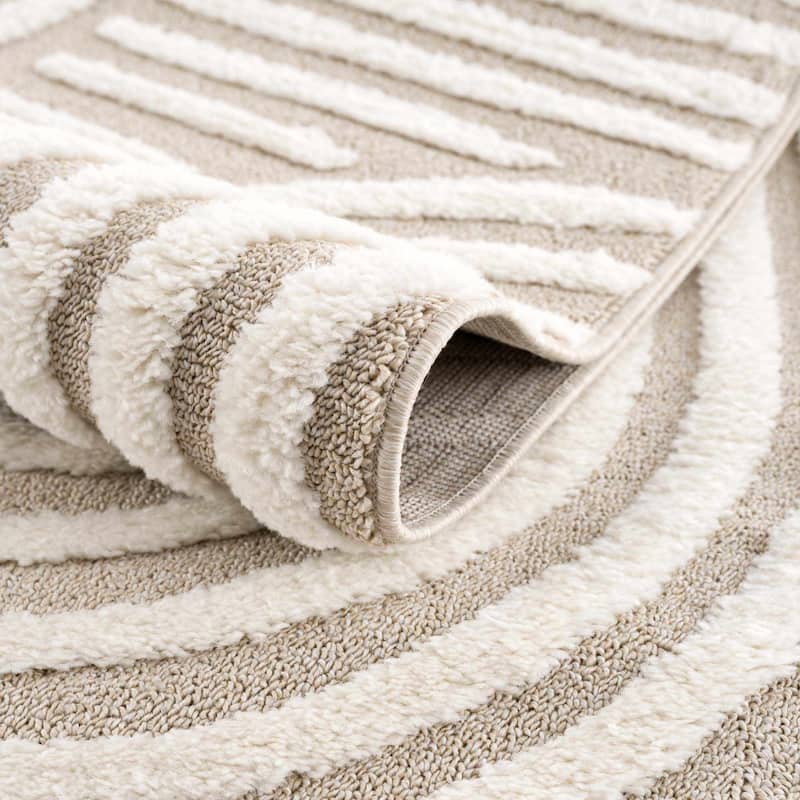 Hauteloom Moisen Geometric Modern Contemporary Beige Area Rug
