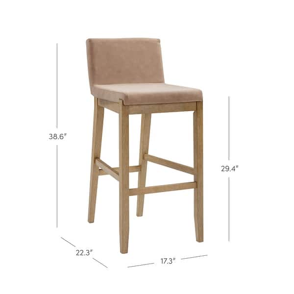 dimension image slide 8 of 11, Gracie Modern Bar Stool, Boucle Upholstered Chair and Brushed Wooden Legs