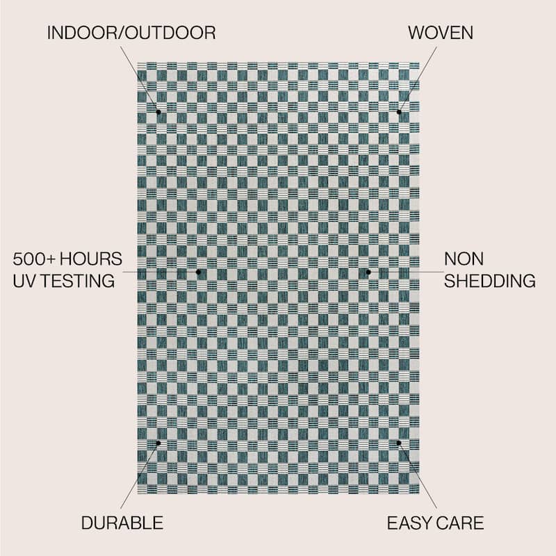 JONATHAN Y Maribel Traditional Cottage Checkerboard Green/Cream Indoor/Outdoor Area Rug