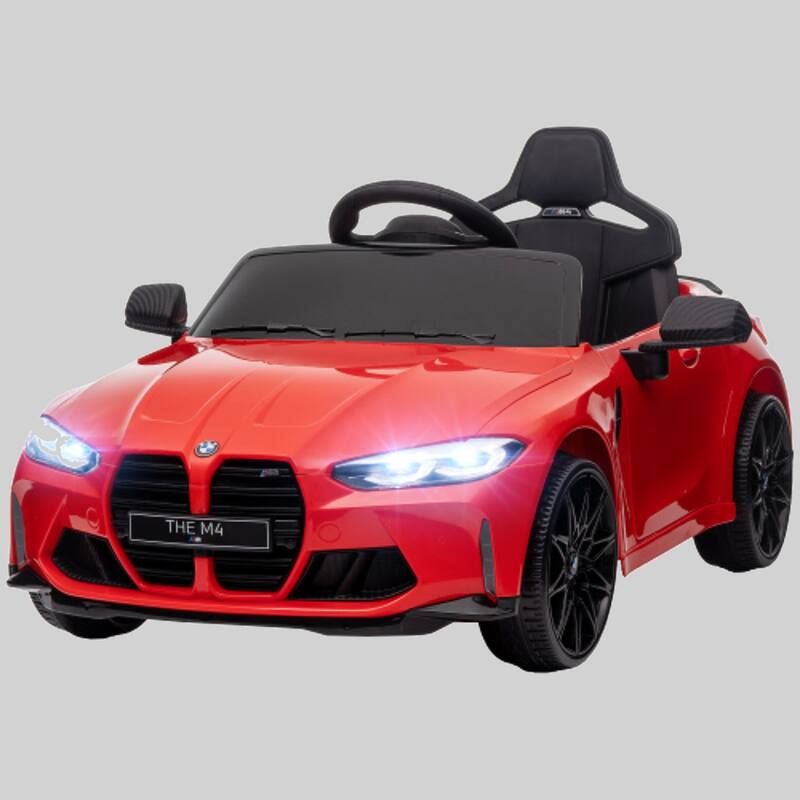 12V BMW M4 Ride On Car for Kids, Licensed Electric Car with Parent Remote Control, LED Lights, Music, Suspension - Red