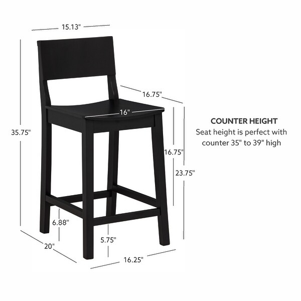Linon Dahlia Wood 24-Inch Armless Counter Stool (Set of 2) - On