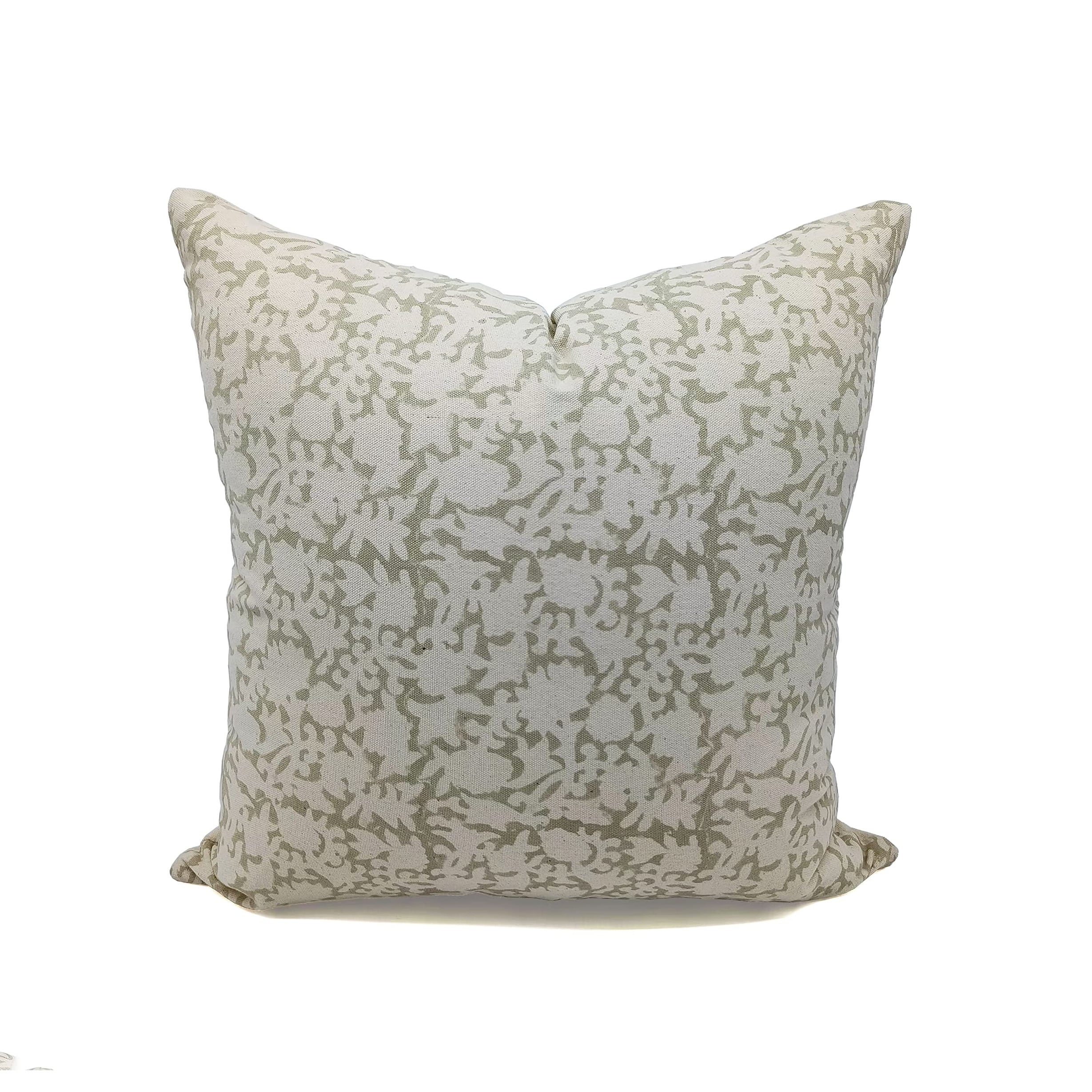Fabdivine Cotton Throw Pillow Cover Rustic Handmade Floral Home Accent, Gaia