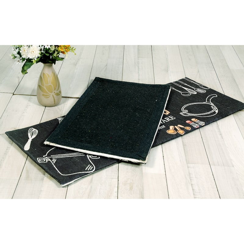 Luxurious Woven Cotton Cushioned Thick Kitchen Mat Rug - Anti-Fatigue, Anti-Skid, - 18''x30''
