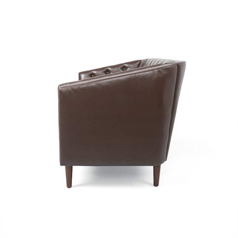 Cantrell Contemporary Faux Leather Tufted Loveseat by Christopher Knight Home