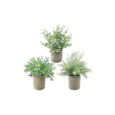 3 Greenery Potted Faux Artificial Plants