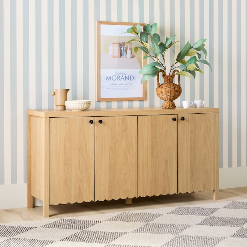 Walker Edison Modern Wood Scalloped Sideboard TV Stand - Beige