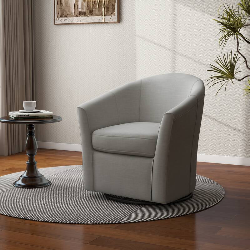 Linen Armchair Swivel Barrel Accent Chairs for Living Room