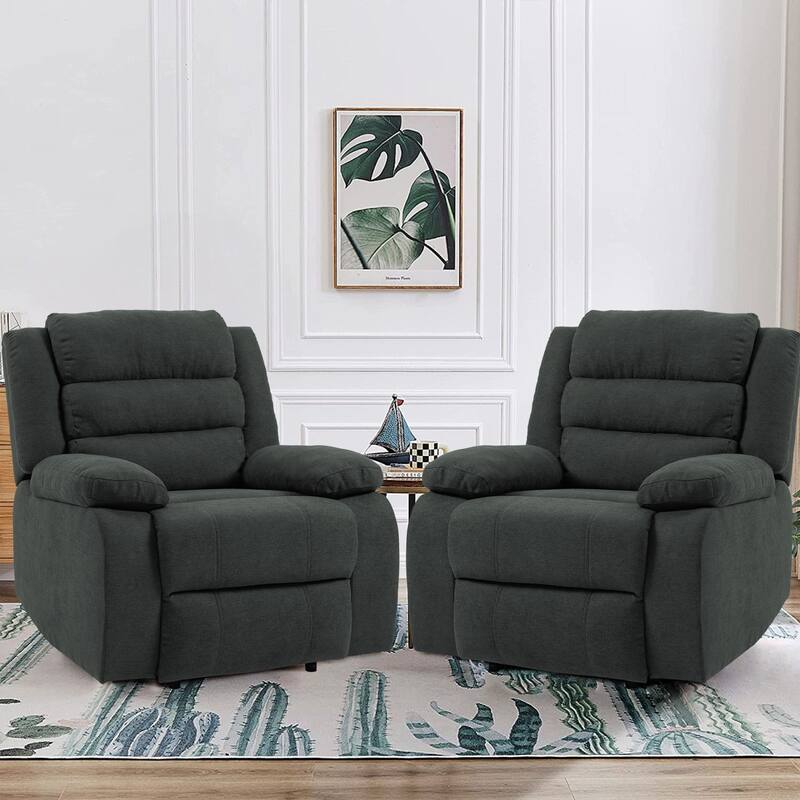 2Set Modern Lounger Adjustable Manual Recliner Chair - Dark Grey