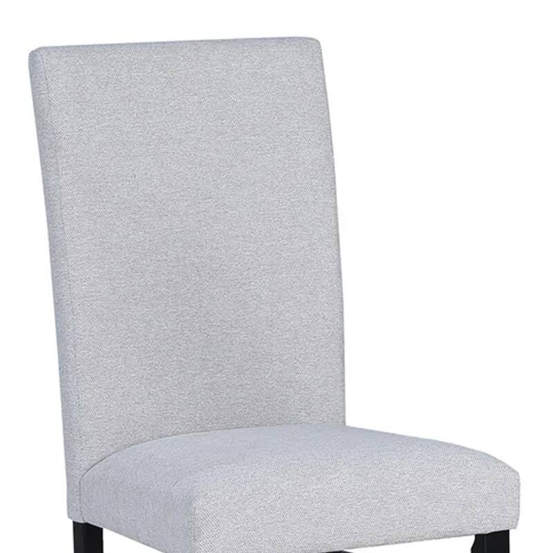 Ticy Dining Chair Set of 2, Dove Gray Padded Seat, Black Wood Legs