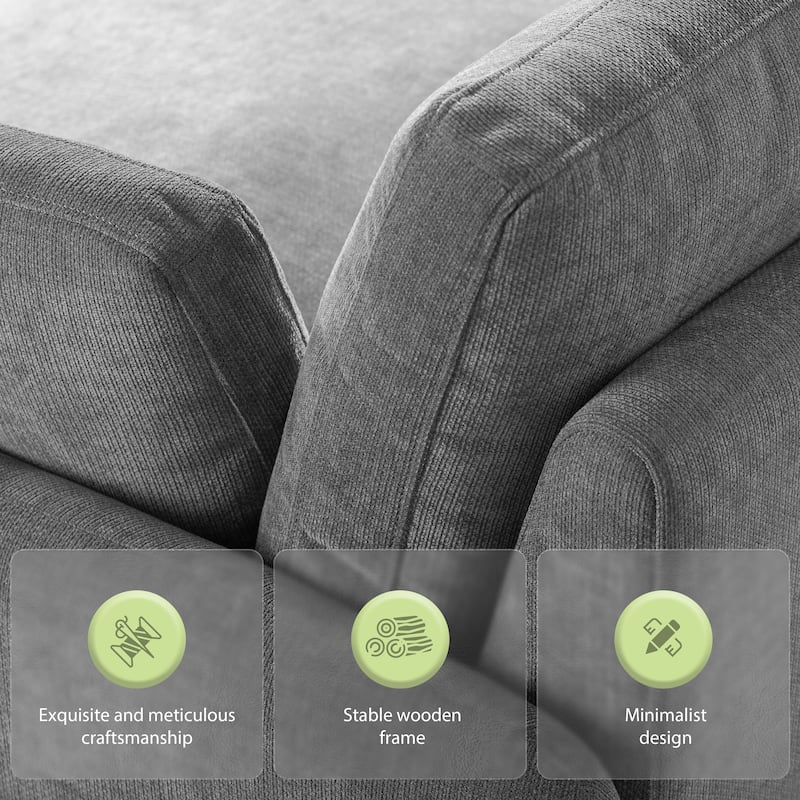 Oversized Chenille Single Sofa Chair with Pillows, 42.5" Wide & 32" Deep Seat Accent Chair Upholstered Armchair Lounge Chairs