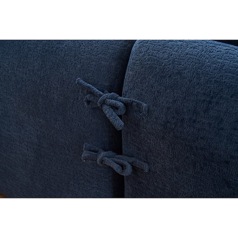 98.4" Chenille L-Shaped 3-Seater Sofa with Chaise Lounge and 4 Pillows