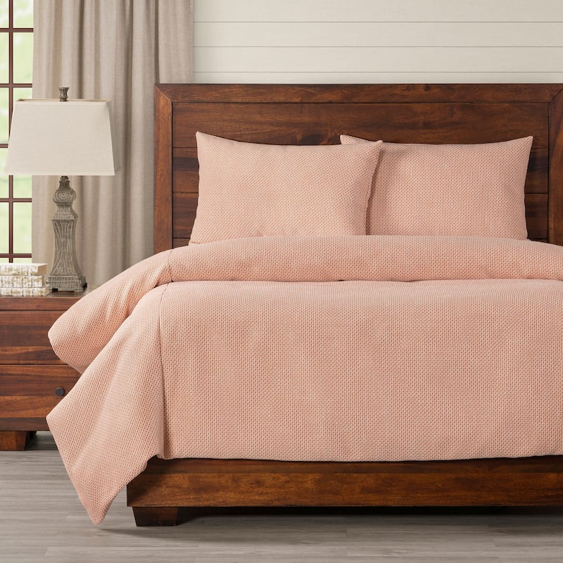Smithsonian Lattice Weave Duvet Cover Set - Lattice Rose - Full - 3 Piece
